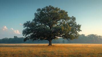 Lone Tree in Field With Mountains in Background photo