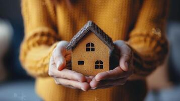 Person Holding Small House in Hands photo