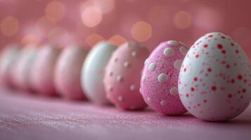 Row of Pink and Blue Polka Dot Eggs photo