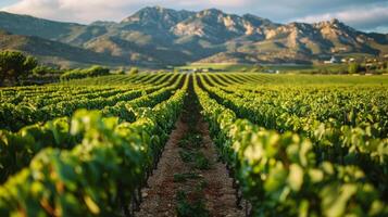 Lush Green Field With Mountains photo