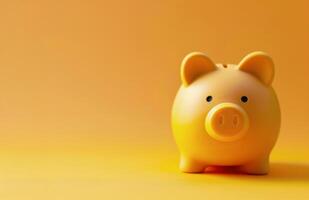 Yellow Piggy Bank on a Yellow Background photo