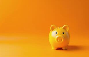 Yellow Piggy Bank on a Yellow Background photo