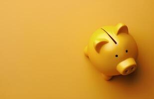 Yellow Piggy Bank on a Yellow Background photo