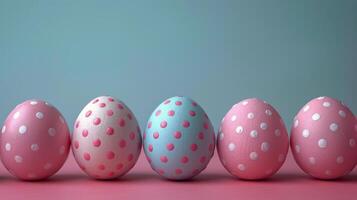 Row of Pink and Blue Polka Dot Eggs photo