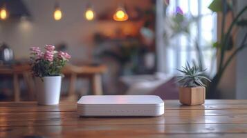 White Box on Wooden Table photo