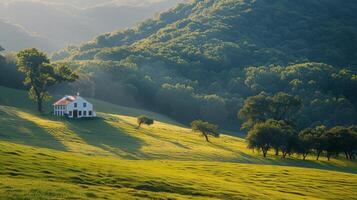 House on a Hill Overlooking Valley photo