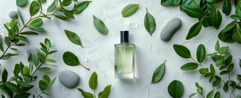 Cologne Bottle on Table photo