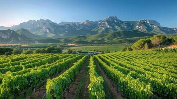 Lush Green Field With Mountains photo