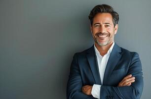 Smiling Man in Black Jacket and White Shirt photo