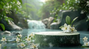 Water Pool With Floating Flowers photo