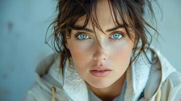 Intense Close-up of Person With Blue Eyes photo