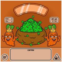 Carrot Strain with Weedbud in cartoon style. Weed Design For Logo, Label and Packaging Product. vector