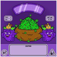 Grape Strain with Weedbud in cartoon style. Weed Design For Logo, Label and Packaging Product. vector