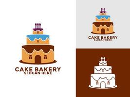 pastel casa logo icono, pastel panadería logo ilustración vector
