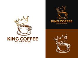 café con corona logo ilustración, Rey café logo, café tienda y café logo diseño modelo vector