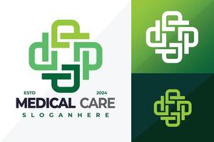 Letter P Medical Care logo design symbol icon illustration vector