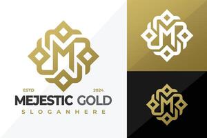 letra metro diamante oro logo diseño símbolo icono ilustración vector