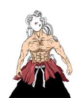 Illustration of an original character, half man and half robot with a lot of cable vector