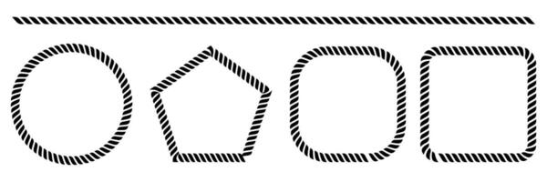 Set of rope curve symbol collection. Different thickness circular ropes set for decoration. vector