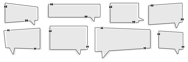 Set of Quote box frame collection. Blank quote boxes for text. Quotation bubble frame template with Gray background. vector