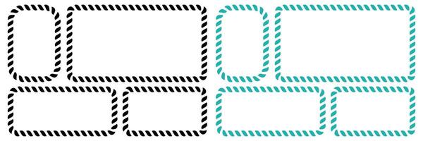 Set of rope curve symbol collection. Different thickness circular ropes set for decoration. vector