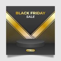 Black friday podium background for social media post vector