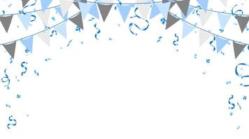 Bunting garland string of blue and gray triangular flags for outdoor party, holiday and event vector