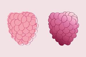 A digital illustration of two pink raspberries, one a light pink and the other a deeper red. vector