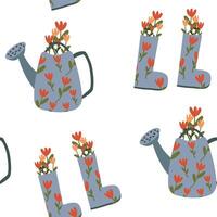 Gardening seamless pattern on white background vector