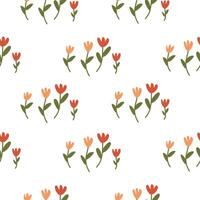 Tulips flower simple seamless pattern for fabric or wallpaper vector