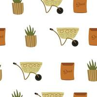 Gardening seamless pattern on white background vector