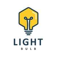 Lamp logo design hexagon bulb icon symbol that can be used for technology logos vector