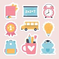 back to school stickers set with school supplies vector