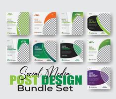 Editable square banner bundle set. Suitable for social media post and web ads. Modern promotion square banner. vector