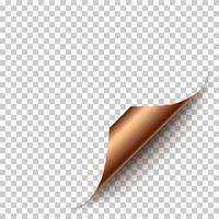 realistic bronze paper corner with shadow vector