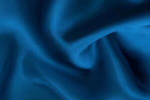 Dark Blue Fabric Texture, Crumpled Silk and Linen Pattern for Background and Design photo