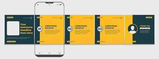 Editable carousel post, creative social media carousel template, modern and editable business carousel template design vector