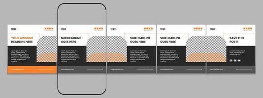 Editable carousel post, creative social media carousel template, modern and editable business carousel template design vector