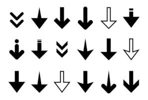 Down arrow icon set collection. Decrease concept vector
