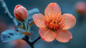 Close Up of a Flower With Water Droplets photo