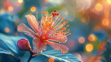Close Up of a Flower With Water Droplets photo