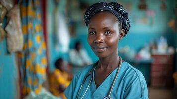 Woman With Stethoscope in Room photo