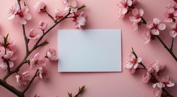 Piece of Paper on Pink Background photo