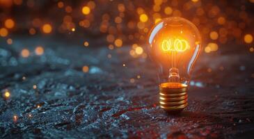 Hanging Light Bulb With Blurry Background photo