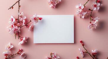 Piece of Paper on Pink Background photo