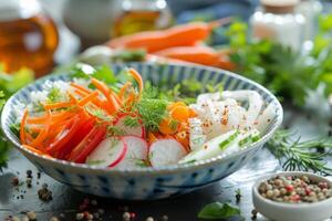 White Bowl Filled With Salad and Fork photo