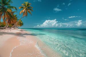 Tropical Beach With Palm Trees and Clear Water photo