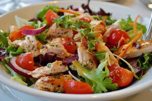 White Bowl Filled With Salad and Fork photo