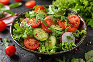 White Bowl Filled With Salad and Fork photo