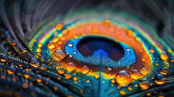 Close Up of a Peacocks Feathers photo